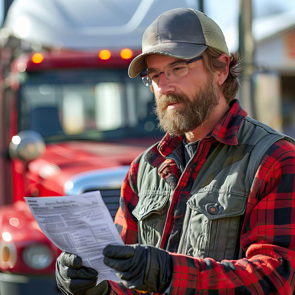 Truck Driver Completing Biennial Update - DOT Compliance Group